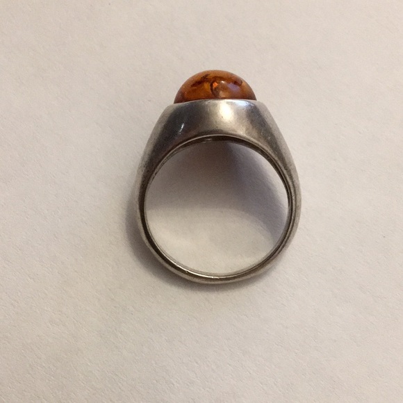 🍭SHELLY🍭Very old Artisan Amber ring in sterling silver (Size 5) - Picture 9 of 11